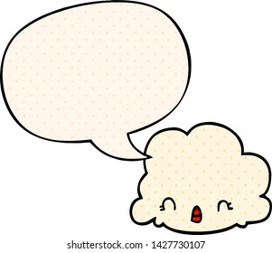 cartoon cloud with speech bubble in comic book style