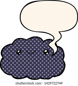 cartoon cloud with speech bubble in comic book style
