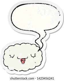 nube de dibujos animados con burbuja de habla angustiada pegatina vieja angustiada