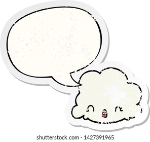 nube de dibujos animados con burbuja de habla angustiada pegatina vieja angustiada