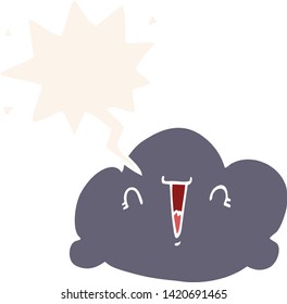 cartoon cloud with speech bubble in retro style