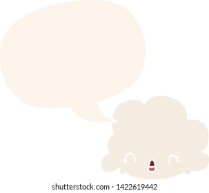 cartoon cloud with speech bubble in retro style