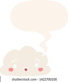 cartoon cloud with speech bubble in retro style