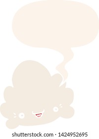 nube de dibujos animados con burbuja de habla en estilo retro