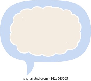 nube de dibujos animados con burbuja de habla en estilo retro