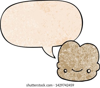 cartoon cloud with speech bubble in retro texture style