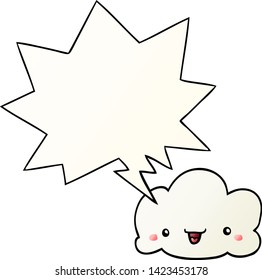 cartoon cloud with speech bubble in smooth gradient style