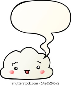 cartoon cloud with speech bubble in smooth gradient style