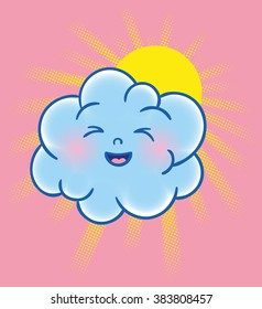 Cartoon cloud with the sun