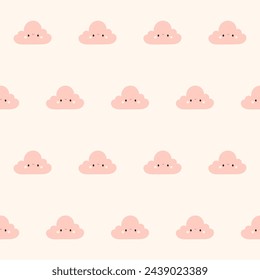 Cartoon Cloud Symbol Seamless Pattern. Simple Cloud Silhouette Textile Swatch. Baby Fabric Print Design. Simple Cloud Seamless Wrapping Paper, Wallpaper Print Design. 