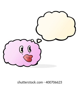 cartoon cloud symbol with thought bubble
