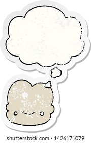 nube de dibujos animados con burbuja de pensamiento como pegatina gastada angustiada
