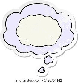 cartoon cloud with thought bubble as a distressed worn sticker