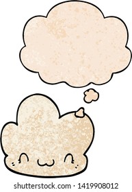 cartoon cloud with thought bubble in grunge texture style