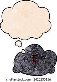 nube de dibujos animados con burbuja de pensamiento en forma de textura gruesa