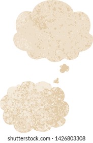 cartoon cloud with thought bubble in grunge distressed retro textured style