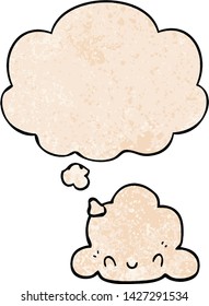 nube de dibujos animados con burbuja de pensamiento en forma de textura gruesa