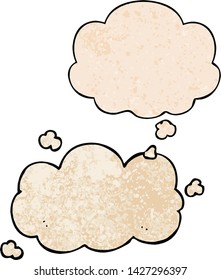 cartoon cloud with thought bubble in grunge texture style
