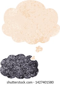 cartoon cloud with thought bubble in grunge distressed retro textured style