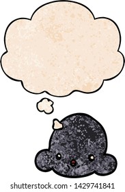 nube de dibujos animados con burbuja de pensamiento en forma de textura gruesa