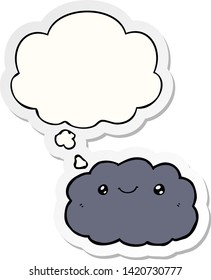 nube de dibujos animados con burbuja de pensamiento como pegatina impresa