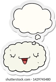 cartoon cloud with thought bubble as a printed sticker