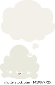 cartoon cloud with thought bubble in retro style