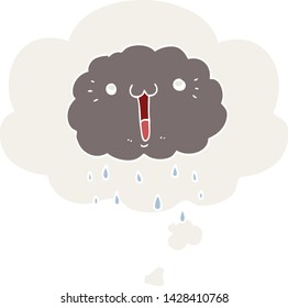 cartoon cloud with thought bubble in retro style