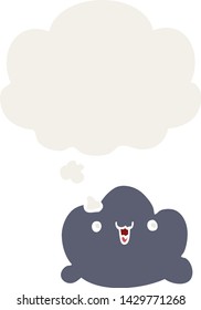 nube de dibujos animados con burbuja de pensamiento en estilo retro