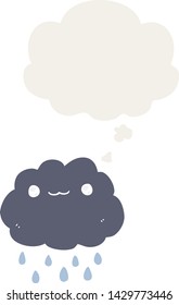cartoon cloud with thought bubble in retro style