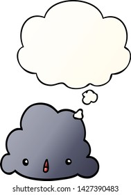 cartoon cloud with thought bubble in smooth gradient style