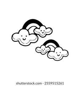 A cartoon cloud with two smiling faces