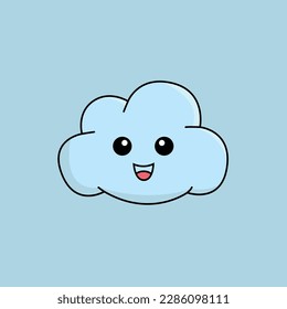 Cartoon cloud vector seamless pattern on a blue background.
