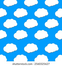 Cartoon cloud vector set. Blue sky with white clouds