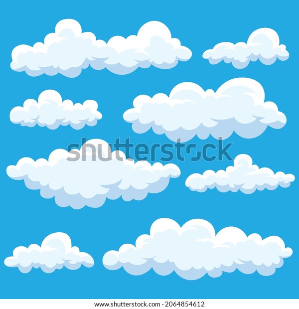 Cartoon Cloud Vector Set Blue Sky Stock Vector (Royalty Free ...