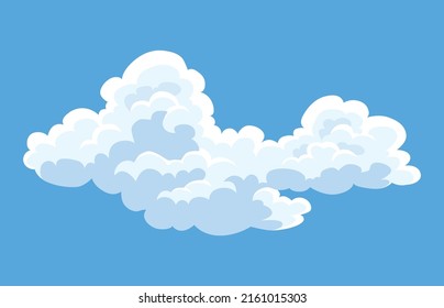 Cartoon Clouds. Abstract White Cloudscape Icon Symbol. Vector Cloudy Landscape Or Simplicity Nature Aerial Panorama. Round Shapes In Flat Style