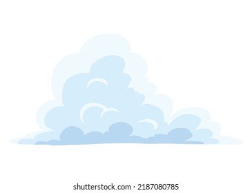 Cartoon Clouds. Abstract White Cloudscape Icon Symbol. Vector Cloudy Landscape Or Simplicity Nature Aerial Panorama. Round Shapes In Flat Style