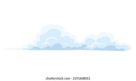 Cartoon Clouds. Abstract White Cloudscape Icon Symbol. Vector Cloudy Landscape Or Simplicity Nature Aerial Panorama. Round Shapes In Flat Style