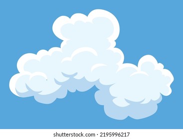 Cartoon Clouds. Abstract White Cloudscape Icon Symbol. Vector Cloudy Landscape Or Simplicity Nature Aerial Panorama. Round Shapes In Flat Style