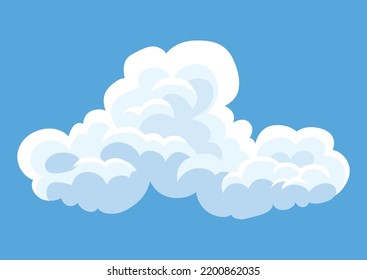 Cartoon Clouds. Abstract White Cloudscape Icon Symbol. Vector Cloudy Landscape Or Simplicity Nature Aerial Panorama. Round Shapes In Flat Style