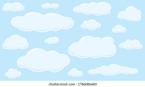 Cartoon clouds background, pattern with clouds, sky with painted minimalistic clouds for you design and presentation	

