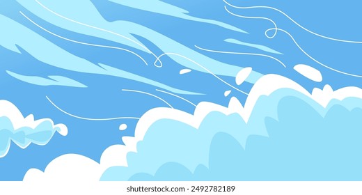 Cartoon clouds in a blue sky. Cute vector illustration for creativity. Background for illustration.