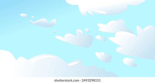 Cartoon clouds in a blue sky. Cute vector illustration for creativity. Background for illustration.
