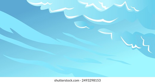 Cartoon clouds in a blue sky. Cute vector illustration for creativity. Background for illustration.