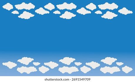 Cartoon Clouds and Blue Sky Vector Background with Copy Space