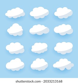 colección de nubes de dibujos animados de doce