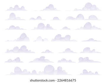 Cartoon-Wolken-Sammlung, Vektorgrafik einzeln auf weißem Hintergrund