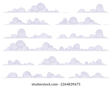 Ilustración vectorial de la colección de las nubes de dibujos animados aislada en fondo blanco