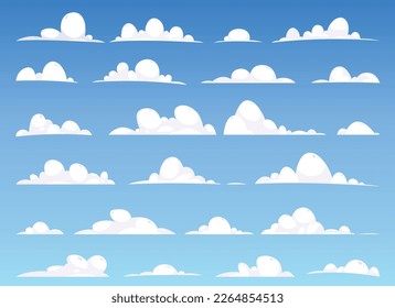 Cartoon clouds collection vector illustration isolated on white background