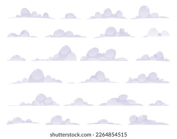 Cartoon clouds collection vector illustration isolated on white background